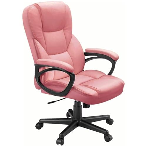 Furmax Office Executive Chair High Back Adjustable Managerial Home Desk Chair,Swivel Computer PU Leather Chair with Lumbar Support (Pink) - Image 1