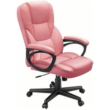 Furmax Office Executive Chair High Back Adjustable Managerial Home Desk Chair,Swivel Computer PU Leather Chair with Lumbar Support (Pink) - Image 1