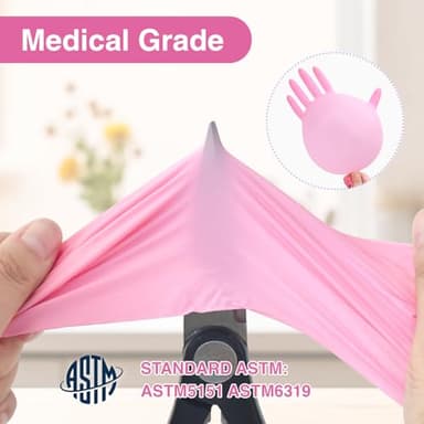 Schneider Nitrile Exam Gloves, 4-mil Medical Gloves Disposable Latex Free, Powder Free, Food Safe Glove for Cooking, Cleaning, Examination, Cherry Blossom, Medium, 100-ct Box - Image 3