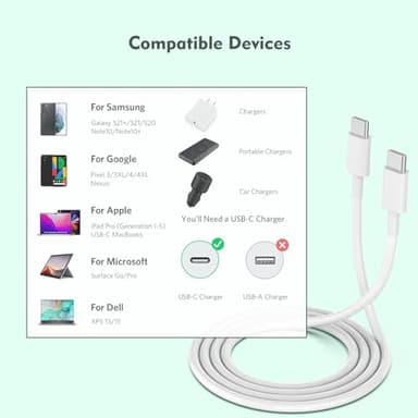 USB C to USB C Cable, 3-Pack 6FT, 60W Fast Charging Power Delivery for iPhone 17/17 Pro/17 Air/17 Pro Max, iPad mini 6/Pro 2021, MacBook Pro 2020, Samsung Galaxy S23, Switch - Image 4