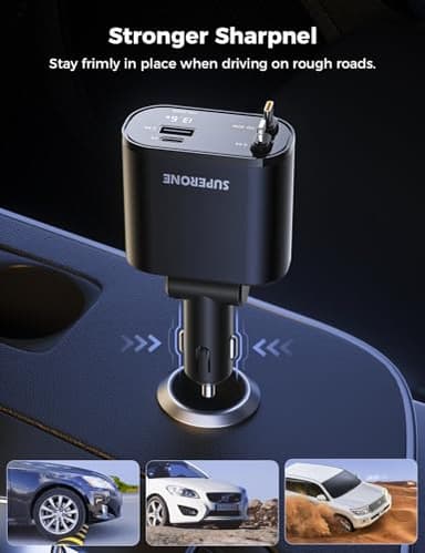 【Upgraded】 SUPERONE Retractable Car Charger 4 in 1, Fast Car Phone Charger with Cord 2.6ft, USB C and Apple Car Adapter, Compatible with iPhone 17 16 15/15 Pro Max/14/13/12/11, Galaxy, Pixel - Image 8