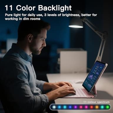 RAYMCRAFT for iPad Air 11-inch (M3 2025 / M2 2024) & iPad Pro 11 inch(1st/2nd/3rd/4th Gen), Magic Keyboard for Air 4/5 10.9", Springy Backlit Keys, Stain-Resistant Surface, Multi-Touch Trackpad, Pink - Image 4