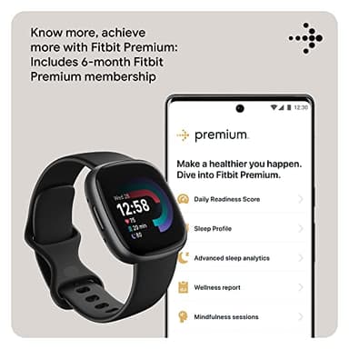 Fitbit Versa 4 Fitness Smartwatch with Daily Readiness, GPS, 24/7 Heart Rate, 40+ Exercise Modes, Sleep Tracking and more, Black/Graphite, One Size (S & L Bands Included) - Image 5