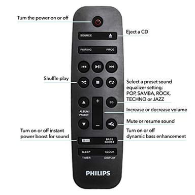 PHILIPS FX10 Bluetooth Stereo System for Home with CD Player , MP3, USB, FM Radio, Bass Reflex Speaker, 230 W, Remote Control Included - Image 5