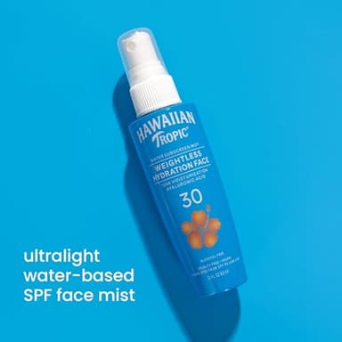 Hawaiian Tropic Weightless Hydration Water Sunscreen Mist for Face SPF 30 | Non-Aerosol Sunscreen Spray Travel Size, Beach Essentials, Summer Essentials, Travel Sunblock Face SPF Spray, 2.1 fl oz - Image 3