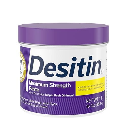 Desitin Maximum Strength Baby Diaper Rash Cream, 40% Zinc Oxide for Treatment, Relief & Prevention, Hypoallergenic, Phthalate- & Paraben-Free Paste, Protects Skin For Up To 12 Hours, 16 oz - Image 1