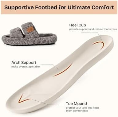 EverFoams Womens Fuzzy Open-toe Slippers Soft Comfy Memory Foam Indoor House Shoes - Image 4