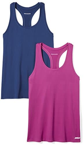 Amazon Essentials Women's Active Quick Dry Tech Stretch Racerback Tank Top (Available in Plus Size), Pack of 2, Fuchsia/Navy, Small - Image 1