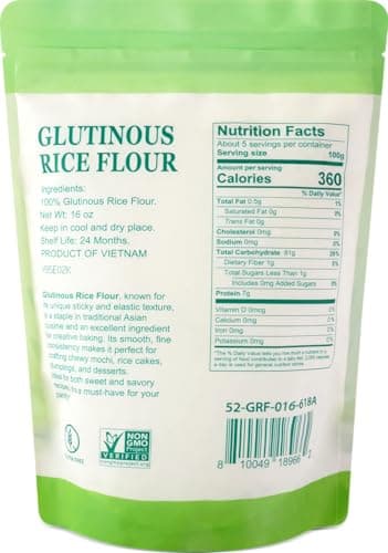 52USA Glutinous Rice Flour 16 Ounce (Basic), 1 Pound (Pack of 1), Rice Flour for Baking or Cooking, Product of THAILAND, All Natural White Rice Flour, Vegan - Image 2