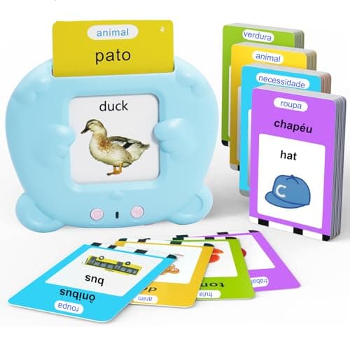 MAYAPHILOS 224 Words Brazil Portuguese and English Talking Flash Cards for Toddlers, Autism Sensory Toys, Portuguese Language Learning Educational Montessori Speech Therapy Toys Gifts for Kids - Image 1