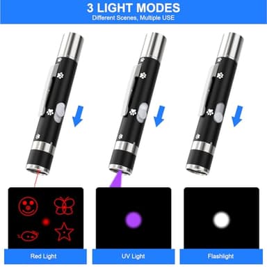 OUMSIS Cat Toys, USB Rechargeable Interactive Cat Mouse Toys, 3 Light Modes & 5 Adjustable Patterns, Portable Kitten Toy for Indoor Cats & Dogs, Training & Exercise Fun - Image 4