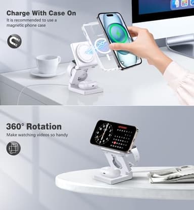 3 in 1 Wireless Charging Station for Apple Multple Devices - Foldable Magnetic Wireless Charger Dock -Travel 18W Charging Pad for iPhone 17 16 15 14 13 12 Pro/Pro Max/Plus/Watch & Airpods All Series - Image 4
