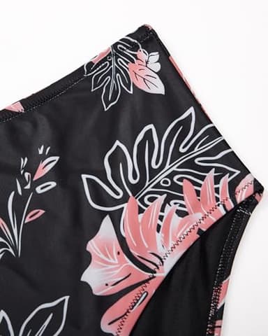 SUUKSESS Women Sexy Halter Tankini Bathing Suits Slimming Tummy Control High Waisted Swimsuits 2 Piece (Vintage Floral Black, L) - Image 4