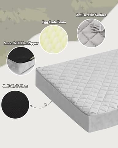 NUPIDA Orthopedic XL Dog Beds Large Sized Dog Waterproof Bed with Removable Washable Cover and Non-Slip Bottom, Quilting Pet Mattress for Crate, 41x27 Inch, Light Gray - Image 5