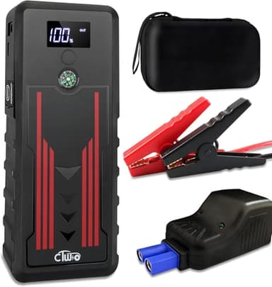 Car Jump Starter 1000A, CTWJO Portable Jump Starter Battery Pack for Up to 7.2L Gas and 5.5L Diesel Engines, 12V Jump Box with USB-C Smart Port, Compass, LCD Screen, LED Light, Travel Case - Image 1