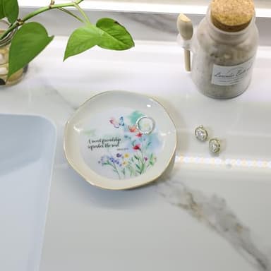 HOME SMILE Friend Chritian Gifts for Women Jewelry Ring Dish Tray with Dynamic Butterfly&Flower Pattern Shifts,A Sweet Friendship Refresh The Soul-Best Friend BFF Birthday Graduation Retirement Gifts - Image 5