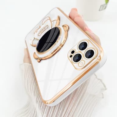 Pepmune for iPhone 16 Pro Max Case, Cute 3D Astronaut Stand with [2 Screen Protector] [Camera Protection] Kickstand Shockproof Silicone Soft Back Cover for Apple iPhone 16 Pro Max Phone Case, White - Image 7