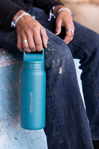 LifeStraw Go Series — Insulated Stainless Steel Water Filter Bottle for Travel and Everyday Use Removes Bacteria, Parasites and Microplastics, Improves Taste, 24oz Nordic Noir - Image 7