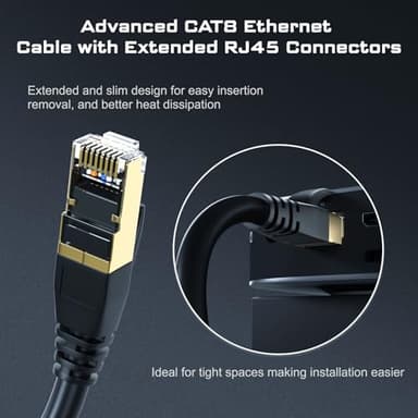 DbillionDa Cat8 Ethernet Cable, Outdoor&Indoor, 50FT High Speed 26AWG Cat8 LAN Network Cable 40Gbps, 2000Mhz with Gold Plated RJ45 Connector, Heavy Duty Weatherproof S/FTP UV Resistant for Modem - Image 4