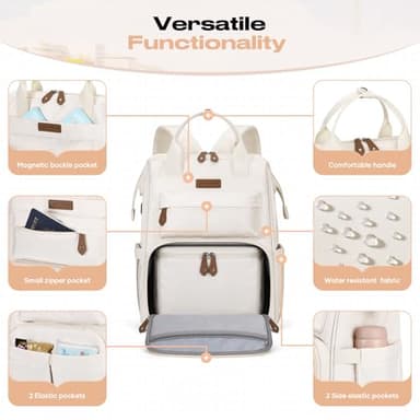 Maelstrom Travel Backpack for Women Men,Laptop Backpack Fits 15.6-17.3 Inch Laptop, Nurse/Teacher/Work Bag with Insulated Lunch Box,Water Resistant Carry On Backpack,Beige - Image 3