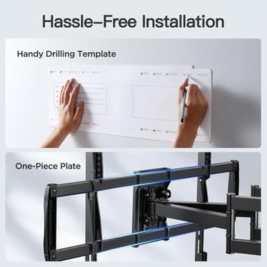 PERLESMITH Full Motion TV Wall Mount for 50”-90” TVs up to 165lbs, TV Mount Bracket with Dual Articulating Arms Swivel Tilt Extension, Max VESA 800x400mm, Fits 16”18” to 24" Studs, PSXFK1 - Image 6