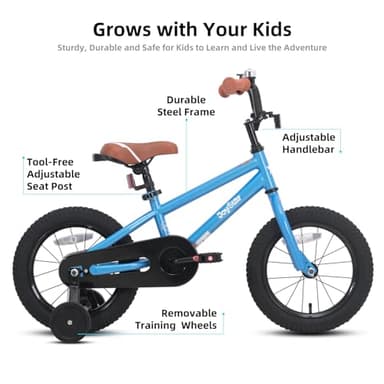 JOYSTAR 14 Inch Kids Bike for 3 4 5 Years Boys Girls Gifts Children Bicycle with Training Wheels Coater Brake BMX Style Blue - Image 2