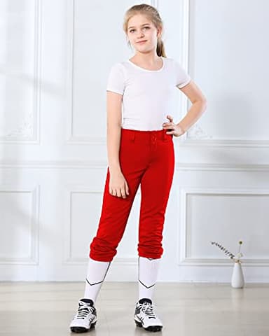 Stelle Girls' Softball Pants Youth Kids Baseball Pants Fastpitch Pants with Pockets Boys Tee Ball (Red, S) - Image 6
