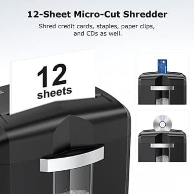 Bonsaii 12-Sheet Micro Cut Shredders for Home Office, 60 Minute P-4 Security Level Paper Shredder for CD, Credit Card, Mails, Staple, Clip, with Jam-Proof System & 4.2 Gal Pullout Bin C266-B - Image 3