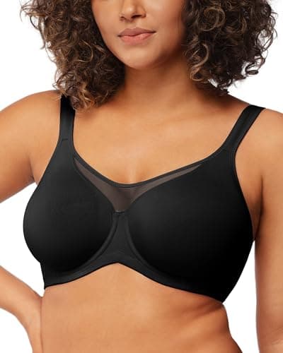 HSIA Minimizer Bras for Women Plus Size, Full Coverage Coolcomfort T Shirt Unlined Bra with Underwire for Heavy Breast, Black 34G - Image 1