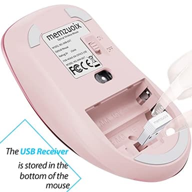 memzuoix 2.4G Wireless Mouse, 1400 DPI Mobile Optical Cordless Mouse with USB Receiver, Portable Computer Mice for Laptop, PC, Desktop, MacBook, 5 Buttons (Pink) - Image 6