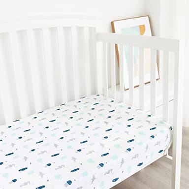 Crib Sheets for Boys or Girls 4 Pack, Baby Crib Sheets 52'' x 28'' for Standard Crib & Toddler Mattress, Soft and Breathable Material, Baby Crib Sheet Neutral, Grey Dinosaurs & Ocean - Image 7