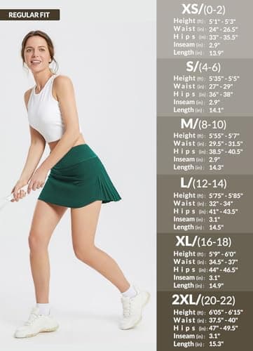 baleaf Pleated Tennis Skirt Skorts Skirts for Woman High Waisted Lightweight Athletic Golf Workout with Shorts Pockets Green XX-Large - Image 6
