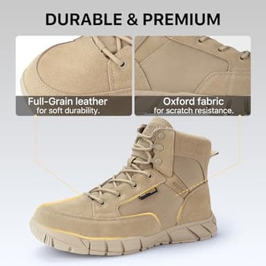 FREE SOLDIER Men's Waterproof Hiking Tactical Work Boots 6 Inches Lightweight Military Breathable Desert Boots(Tan US 8.5) - Image 3