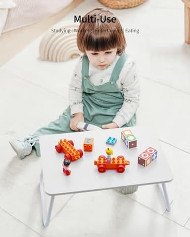 FISYOD Foldable Lap Desk, Laptop Bed Desk, Portable Bed Table, Laptop Stand for Bed & Couch, Lightweight & Mini - White - Image 2