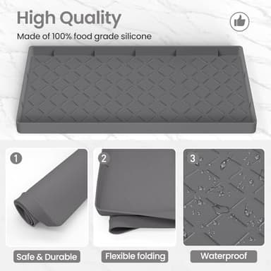 MateeyLife 22'' x 19'' Silicone Under Sink Mat for Kitchen Waterproof, Rubber Under Kitchen Sink Mat for Bottom, Bathroom Cabinet Liners for Shelves Waterproof, Silicone Matt with Lip, Boot Tray - Image 6