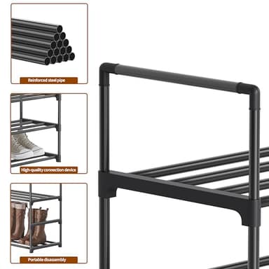 Shoe Rack, 3-Tier Shoe Organizer, Sturdy Shoe Storage Shelf, Perfect for Front Door Entrance, Closet & Entryway, Easy to Assemble, DIY Layering Options (S - 3 Tier) - Image 8