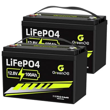 GREENOE 12V 100Ah LiFePO4 Battery Group 31 With Built-in 100A BMS, 15000 Deep Cycles Rechargeable Lithium Battery Prefect for Solar System, Rvs, Marine, Vans, Trailer, Backup (12V 100Ah*2) - Image 1