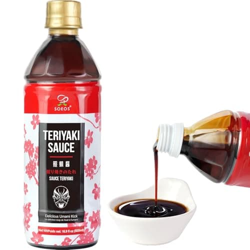 Soeos Teriyaki Marinade and Sauce, 16.9 Fl Oz (500 ml), Sweet and Savory Flavor, Perfect for Stir-Fry, Barbecue, Marinating, Versatile Sauce for Meat, Salmon, Noodle and Vegetable, Easy to Pour Out - Image 1