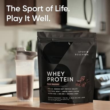 Sports Research Whey Protein - Sports Nutrition Whey Isolate Protein Powder for Lean Muscle Building & Workout Recovery - 5 lb Bag Bulk Protein Powder 25g per Serving - Dutch Chocolate, 60 Servings - Image 6