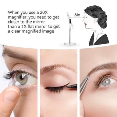 MIYADIVA 20X Magnifying Makeup Mirror,Double Sided 1X & 20X Magnifying Mirror with Stand,Tabletop Magnified Vanity Mirror with 360°Rotation for Bathroom or Bedroom 7.8 Inch - Image 4