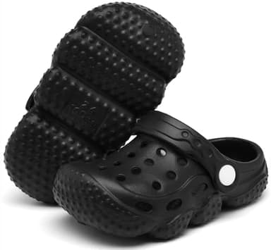 INMINPIN Kids Girls Boys Clogs Garden Shoes Toddler Slides Sandals Children Water Shower Beach Pool Slippers Indoor Outdoor,Big Kid 3,Black - Image 7