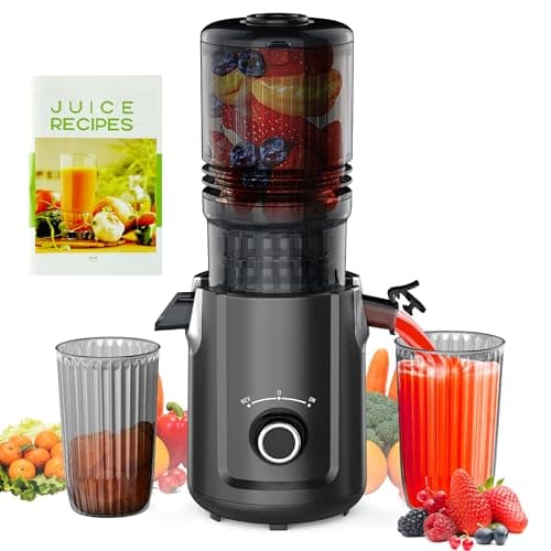 Hobsir Juicer Machines, 5.3-Inch Cold Press Juicers, Masticating Slow Juicer Machines with 300W, Large Feed Chute Juice Machines for Vegetables and Fruits, Easy to Clean Juicers, Black - Image 1