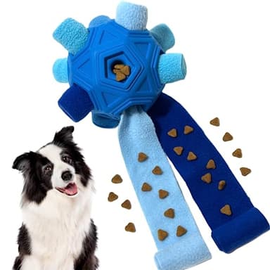 CIIVURR Snuffle Ball for Dog Toys Unbreakable Upgrade Ball Interactive Toy Foraging Snuffle Mat Puppy Treat Dispenser Slow Feeder Dog Puzzle Toys for Small, Medium, Large Pets (Blue) - Image 1
