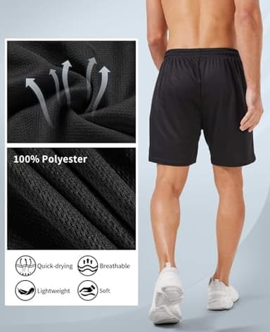 lomsoe 5 Pack Gym Shorts Men 5 Inch Quick Dry Mesh Shorts Men Lightweight Training Athletic Running Shorts with Pockets - Image 5