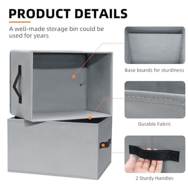 Criusia Large Storage Baskets for Organizing -8 Pack Fabric Storage Bins for Clothes, Home Closet Organizers and Storage Baskets for Shelves, 16x12 Foldable Storage Cubes for Blanket Toys Comforter - Image 3