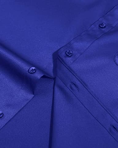 Alimens & Gentle Mens Short Sleeve Dress Shirts Wrinkle Free Solid Casual Button Down Shirts with Pocket, Royal Blue, Large - Image 5