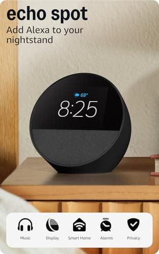 Amazon Echo Spot, Great for nightstands, offices and kitchens, Smart alarm clock with Alexa, Black - Image 8