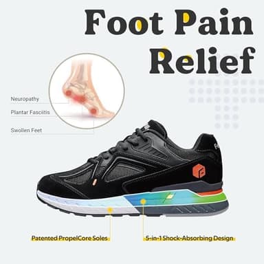 FitVille Extra Wide Walking Shoes for Men Wide Width Sneakers for Flat Feet Heel Pain Relief - Rebound Core - Image 4