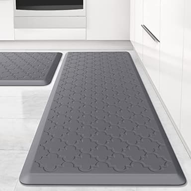 Kitchen Mat [2 PCS] Cushioned Anti-Fatigue Floor Mat, Waterproof Non-Skid Ergonomic Comfort Foam Rugs, Standing Mat for Kitchen, Floor,Office, Sink, Laundry(Grey) - Image 1