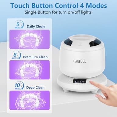 2025 Ultrasonic Retainer Cleaner for Dentures & Aligner, Durable Removable Base and Top Cover, Denture Cleaner Machine with 4 Modes for Mouth Guards, Jewelry, Rings, etc (White) - Image 6